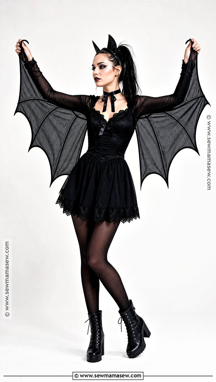 Bat Costume With Black Dress - 30 Black Dress Halloween Ideas