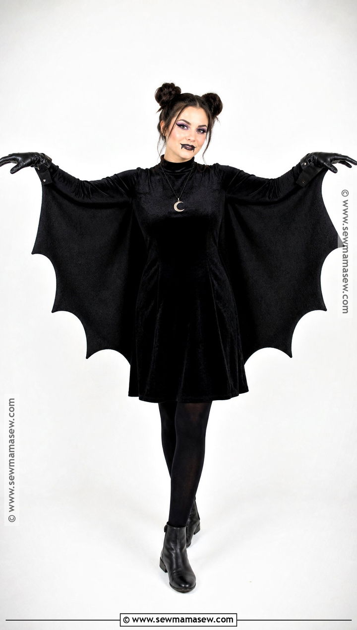 Bat Costume With Black Wing Cape - 35 black dress costume ideas