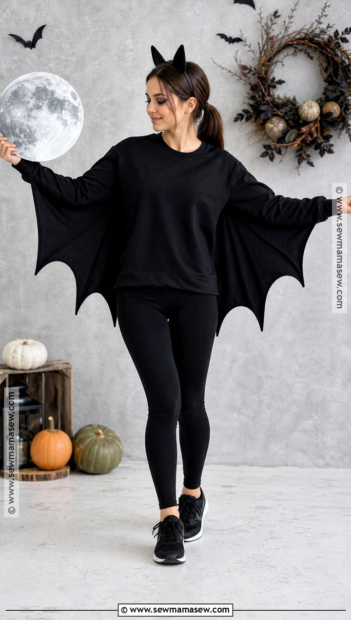 Bat Costume With Black Wings - 50 simple halloween costumes
