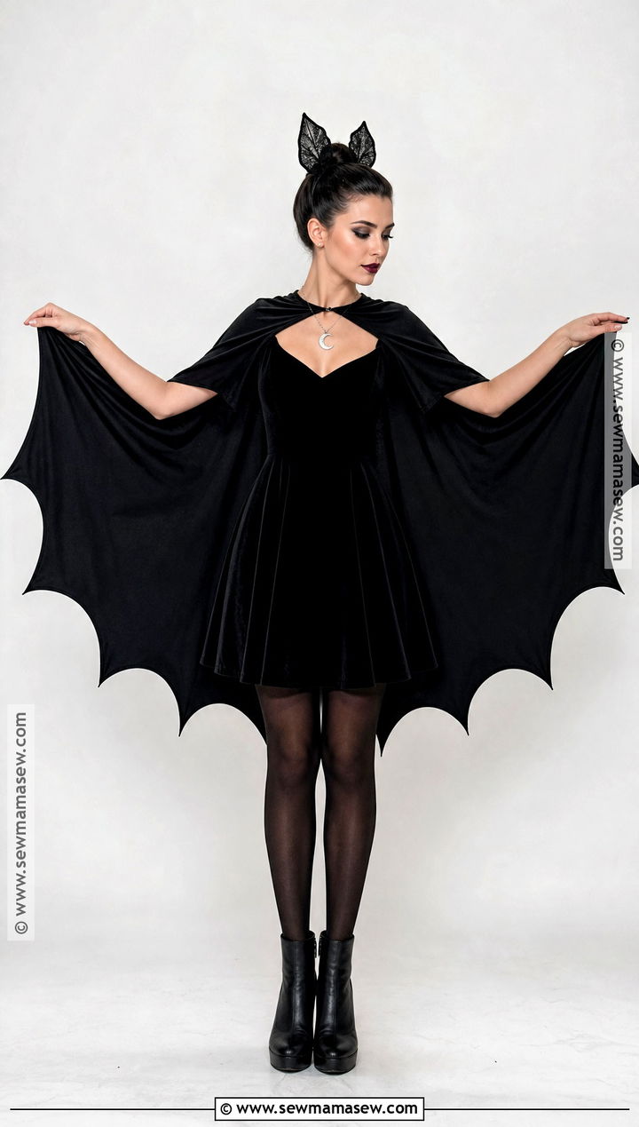 Bat Costume With Wing Cape - 40 black dress halloween costume ideas
