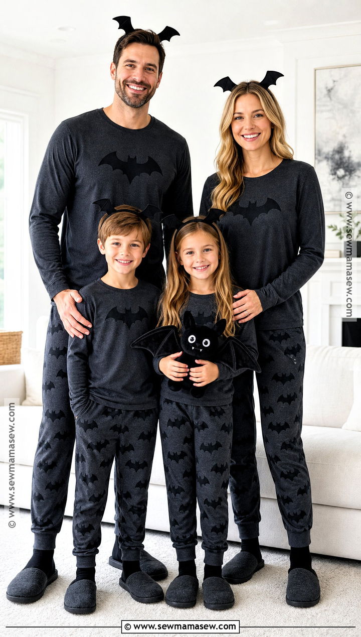 Bat Print Matching Halloween Pajamas - 30 matching halloween pajamas