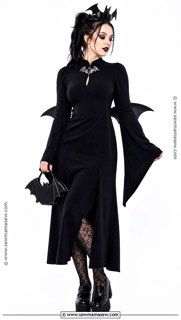 Bat Queen Long Black Dress Costume - 30 long black dress halloween costume ideas