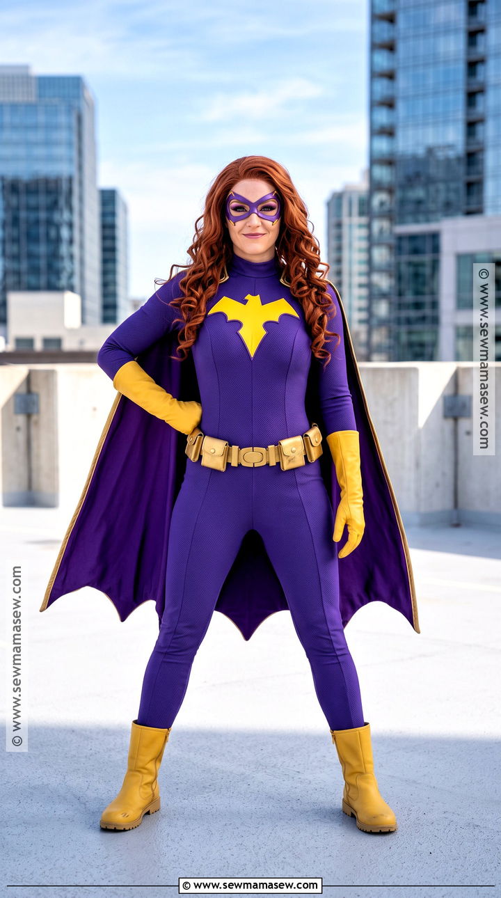 Batgirl Costume With Purple Cape And Yellow Boots - 30 superhero costume ideas