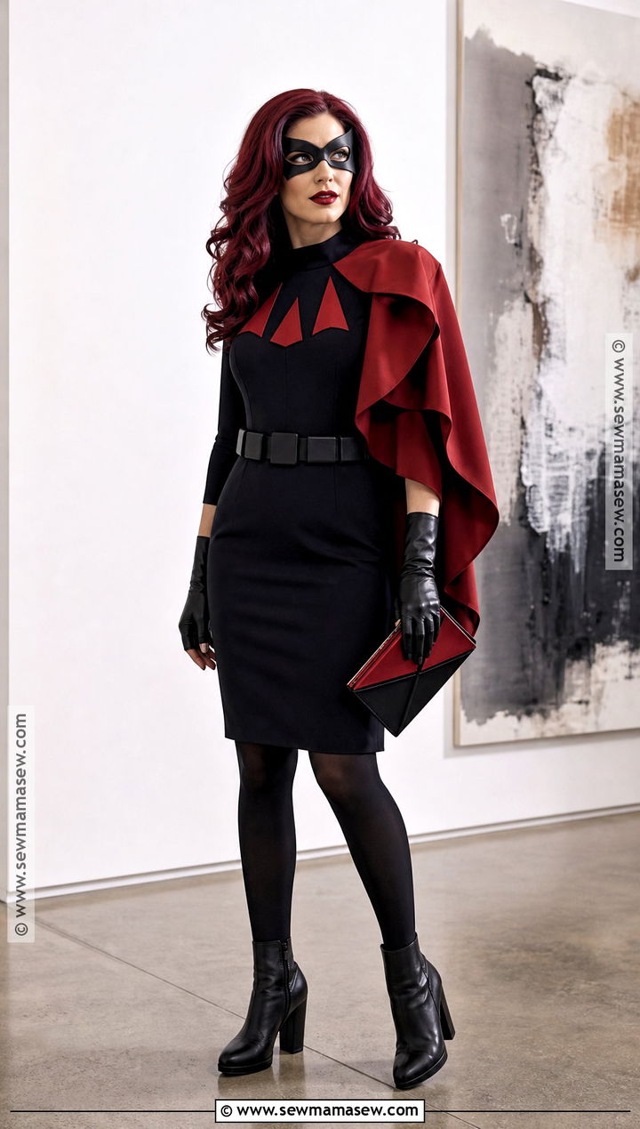 Batwoman Costume With Red Cape Dress - 40 Batwoman Costume Ideas