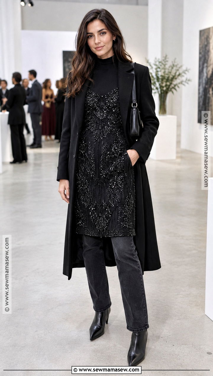 Beaded Dress And Jeans Fall Outfit - 25 fall style trends