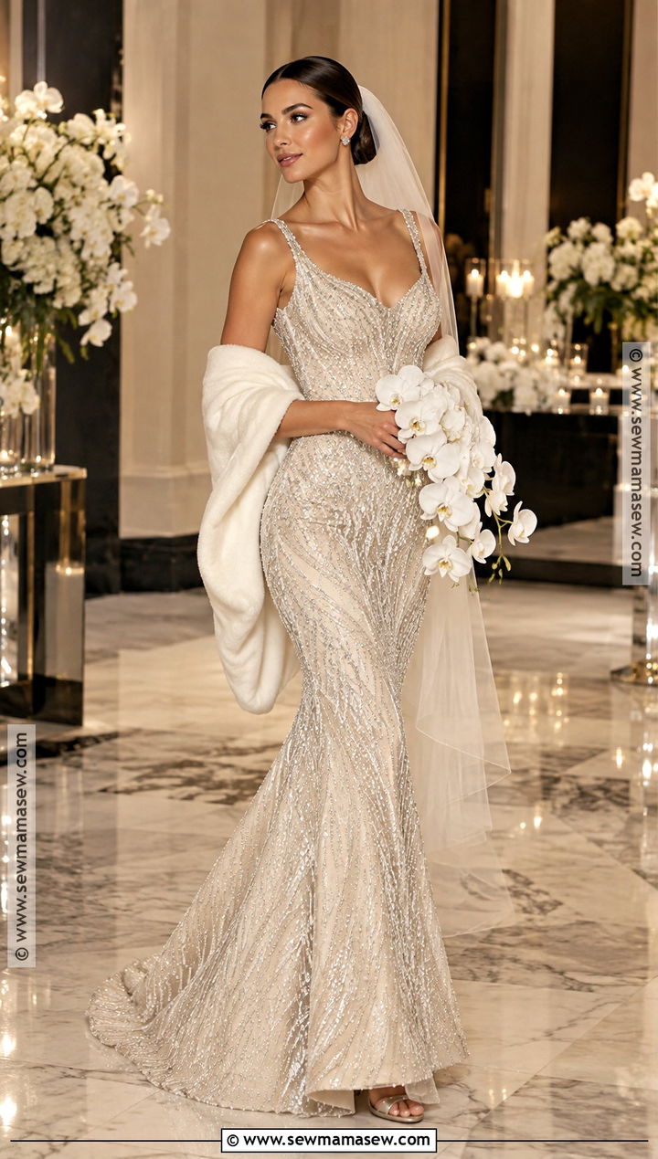 Beaded Mermaid Wedding Dress - 15 Fall Mermaid Wedding Dress Ideas