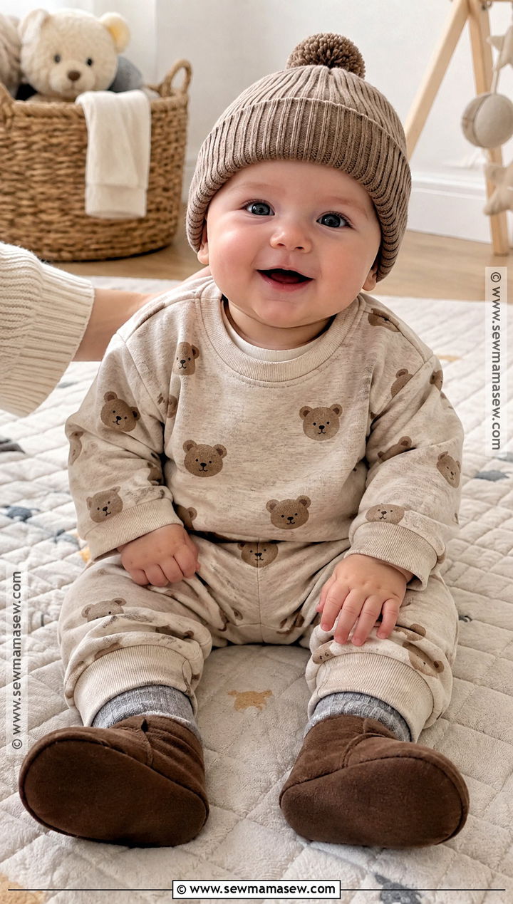 Bear Sweatshirt And Jogger Baby Boy Fall Outfit - 15 Baby Boy Fall Outfits 0-3 Months