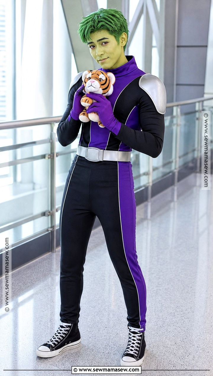 Beast Boy Costume With Purple Uniform - 30 dc characters costumes