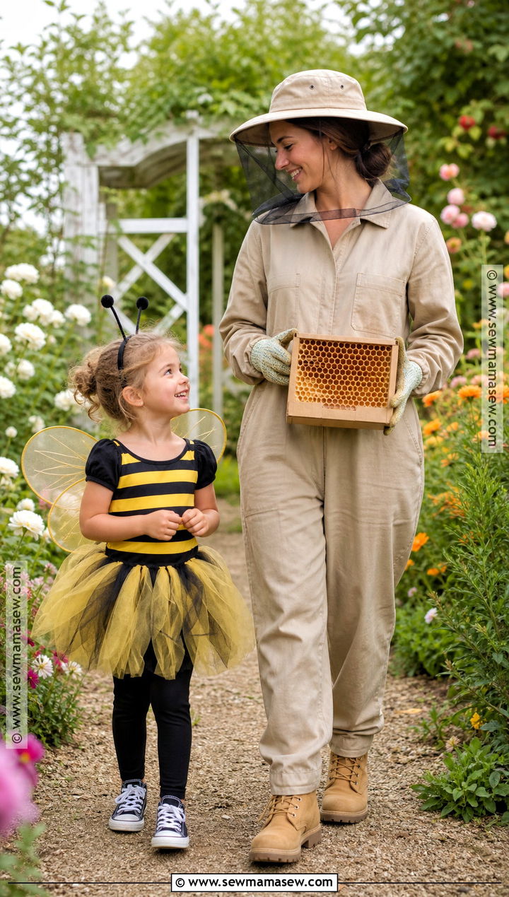 Bee And Beekeeper Costume - 35 Mother Daughter Halloween Costumes