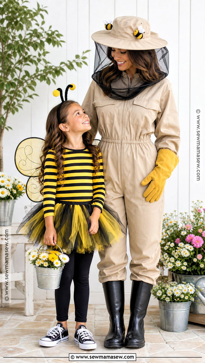 Bee And Beekeeper Costume - 30 mom daughter halloween costumes