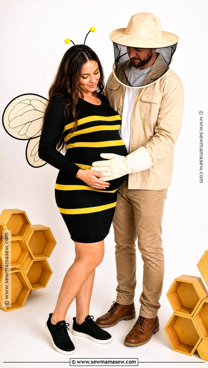 Bee And Beekeeper Couple Costume - 40 pregnant halloween costume ideas