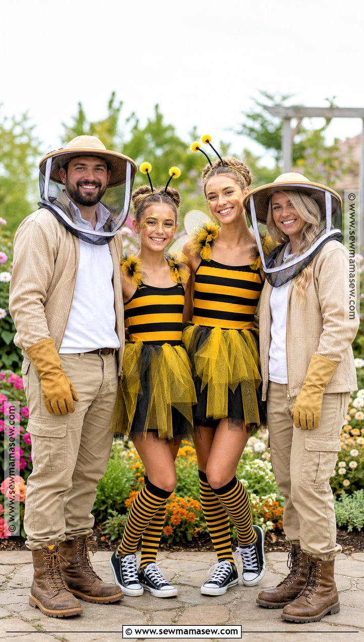 Bee And Beekeeper Family Costume - 40 family halloween costumes for 4