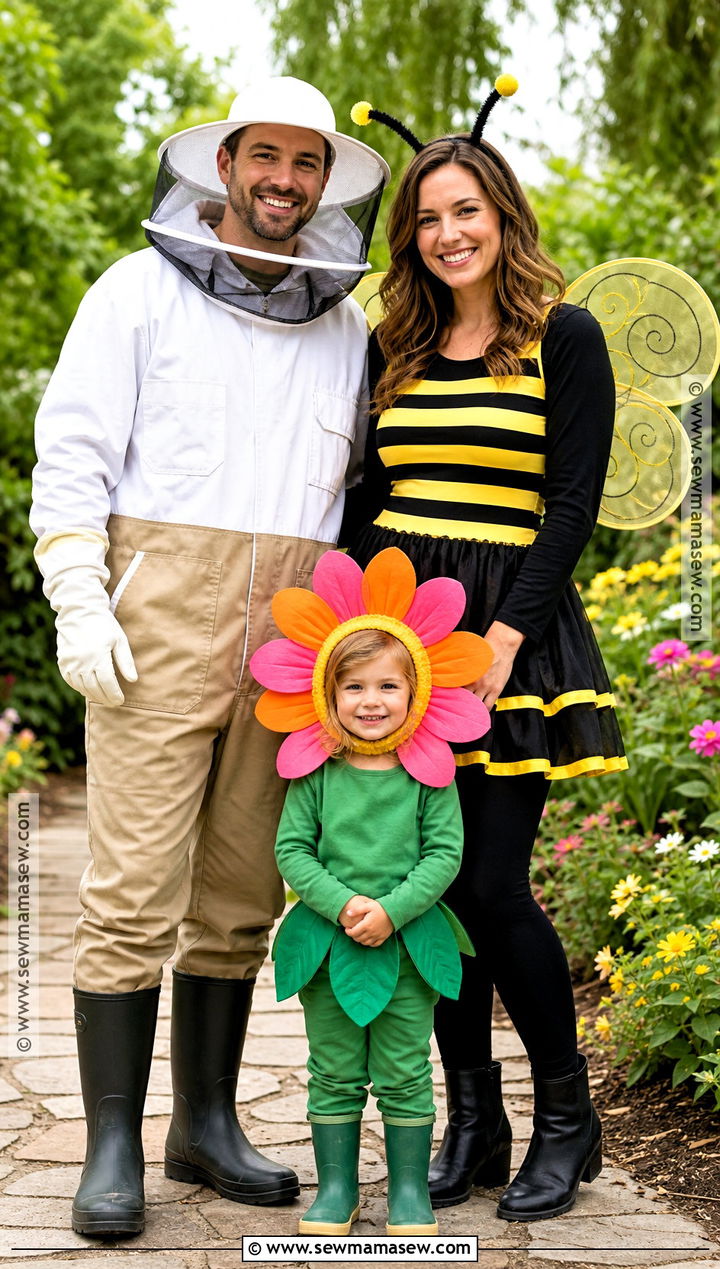 Bee Beekeeper And Flower Costume - 30 family costumes for 3