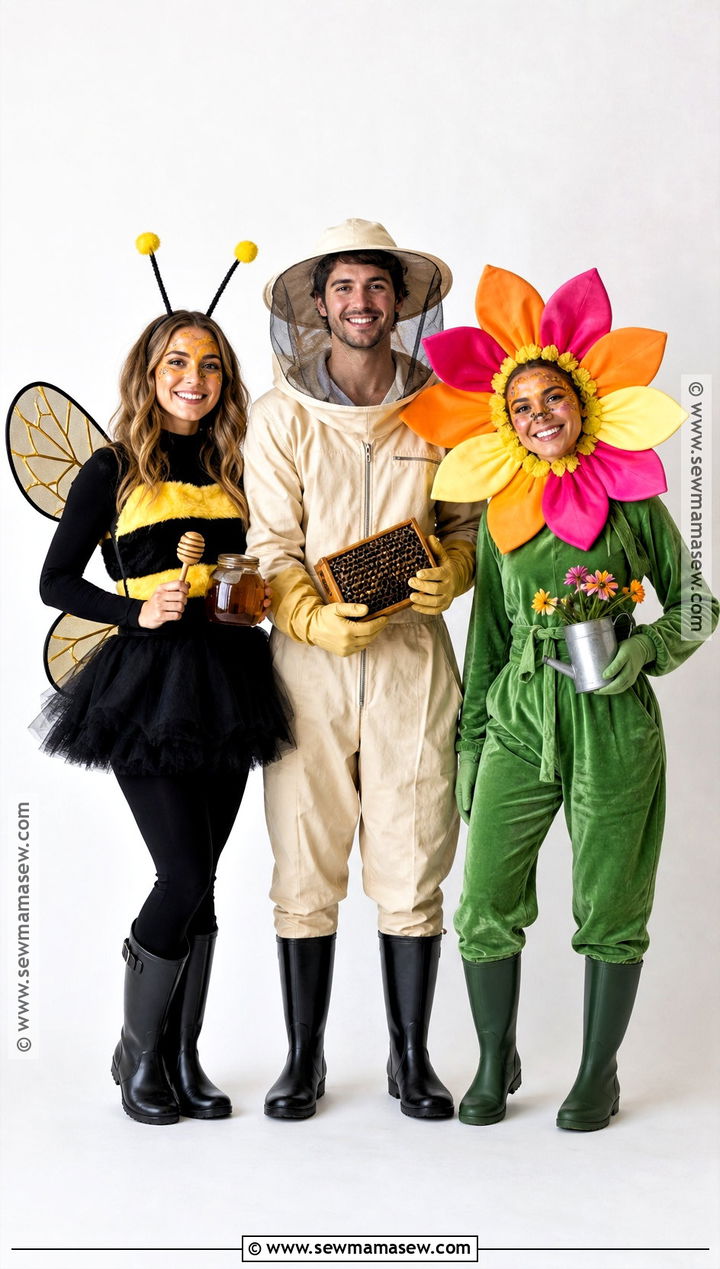 Bee Beekeeper And Flower Costume - 35 3 People Costume Ideas