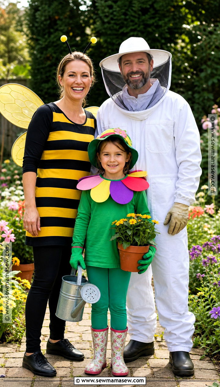Bee Beekeeper And Flower Costume - 30 3 Family Halloween Costumes