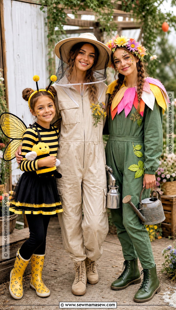 Bee Beekeeper And Flower Halloween Outfit - 30 3 Ppl Halloween Outfits