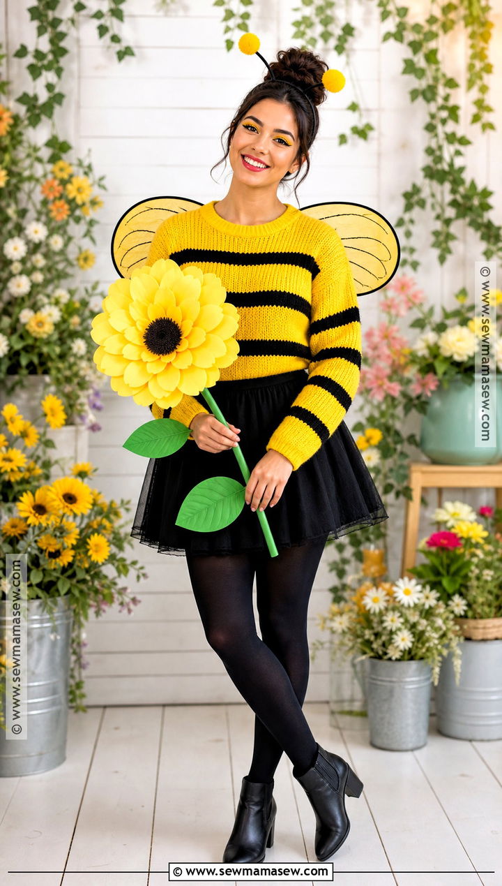 Bee Costume With Yellow Sweater - 30 Very Simple Halloween Costumes