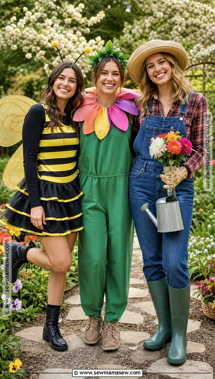 Bee Flower And Gardener Trio Costume - 30 simple trio halloween costumes