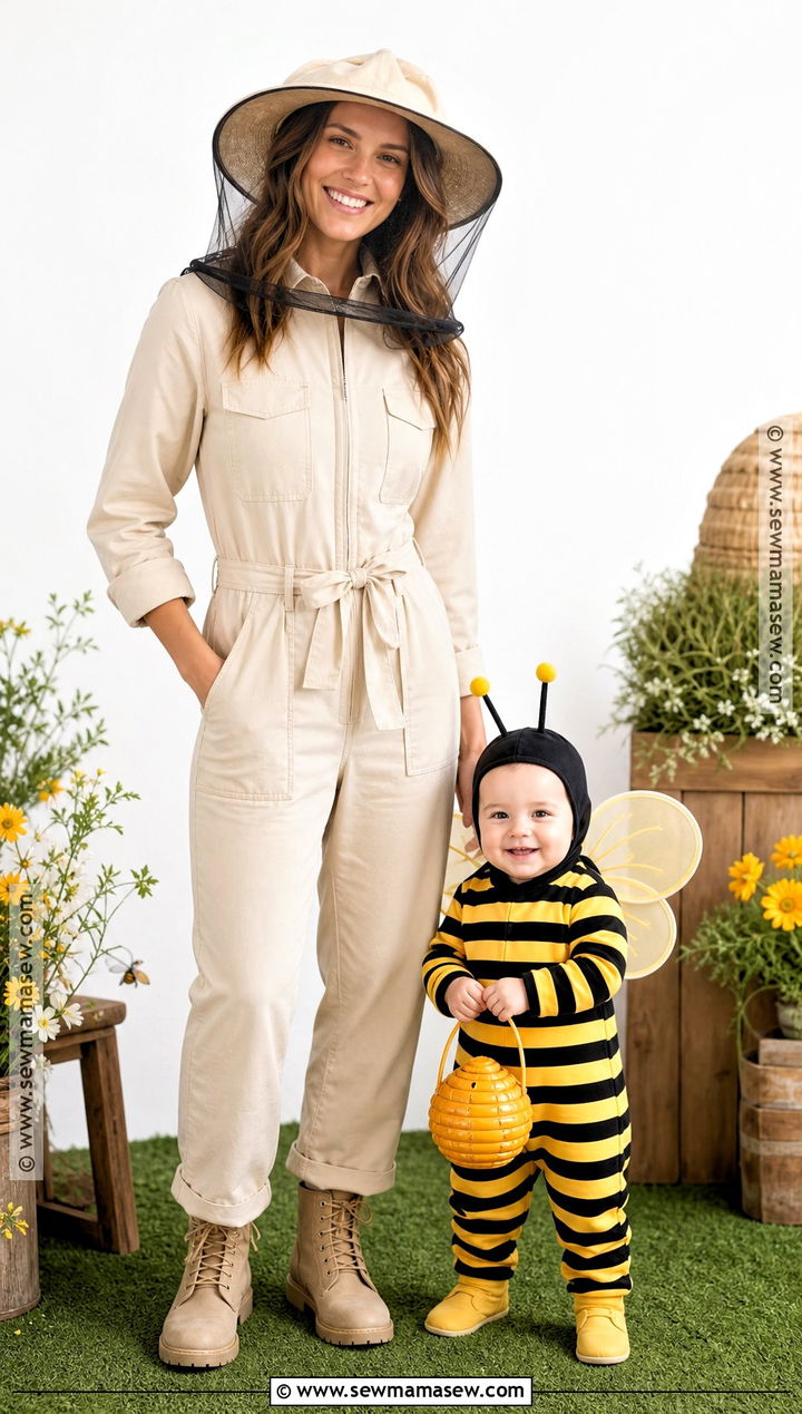 Beekeeper And Baby Bee Costume - 35 mom and baby halloween costumes