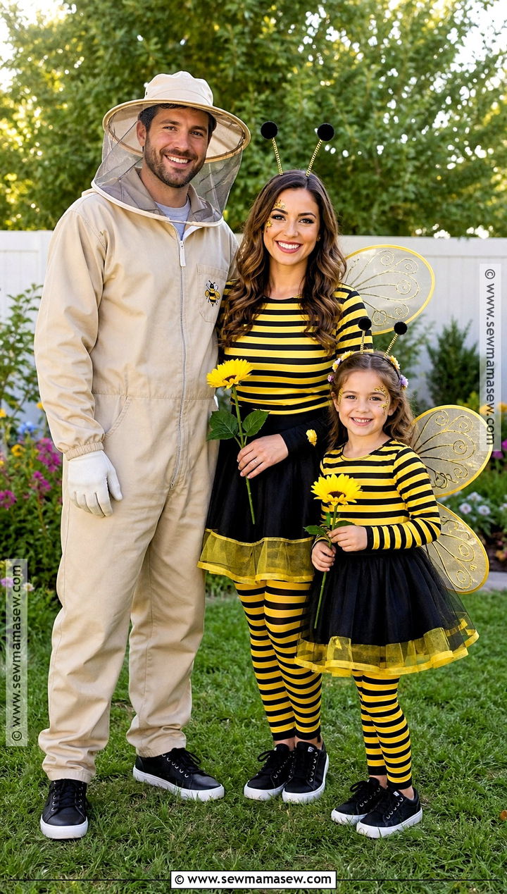 Beekeeper And Bees Family Costume - 35 halloween family costumes for 3
