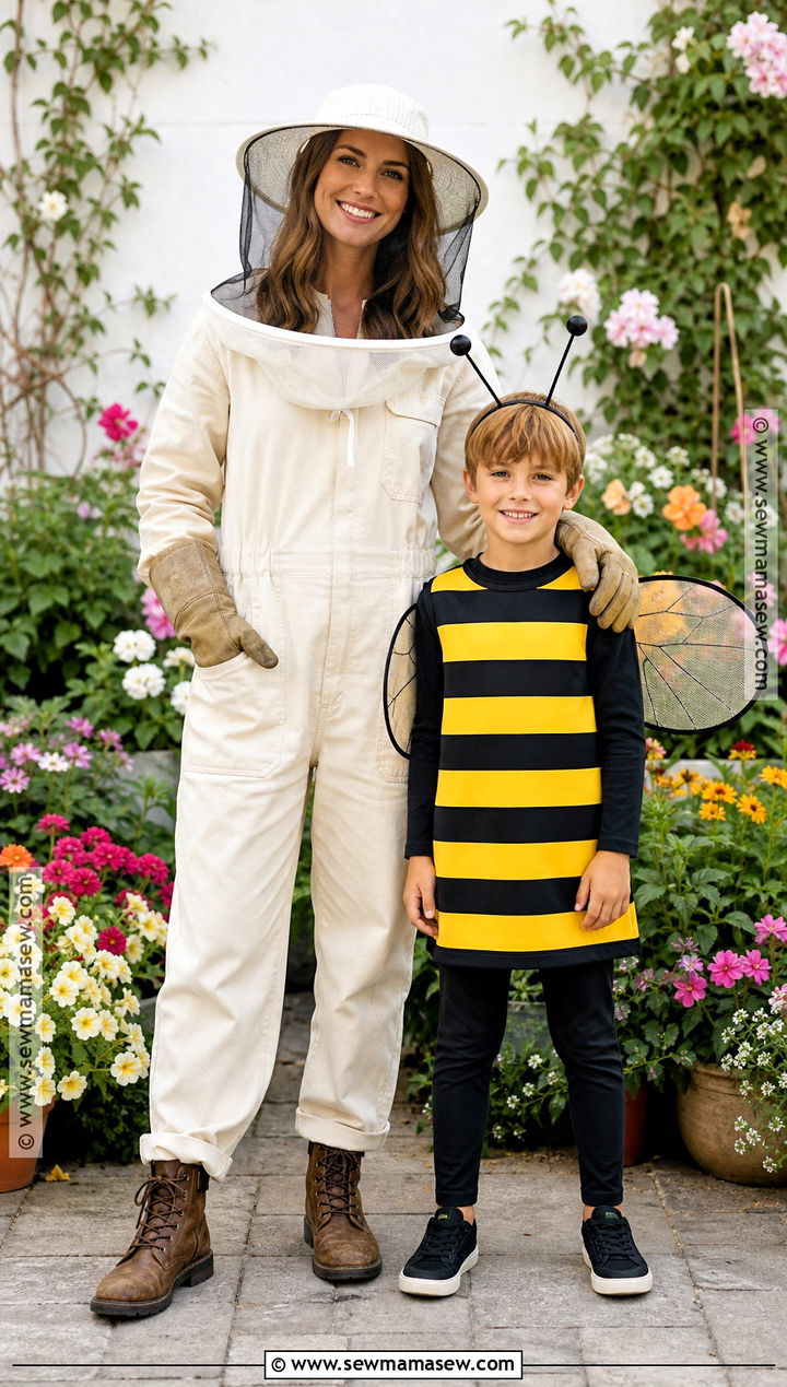 Beekeeper And Bumblebee Costume - 30 mommy and son halloween costumes