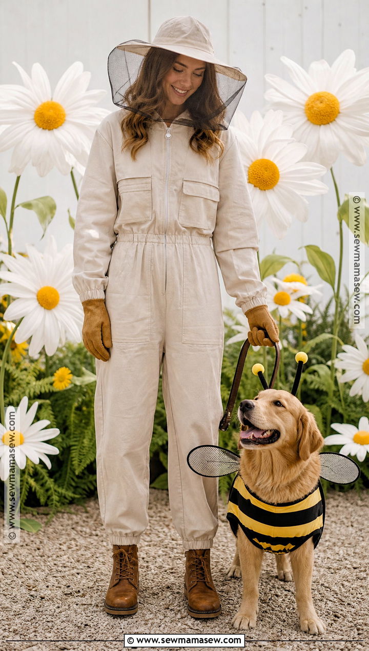 Beekeeper and Bumblebee Dog and Owner Costume - 30 dog and owner costumes