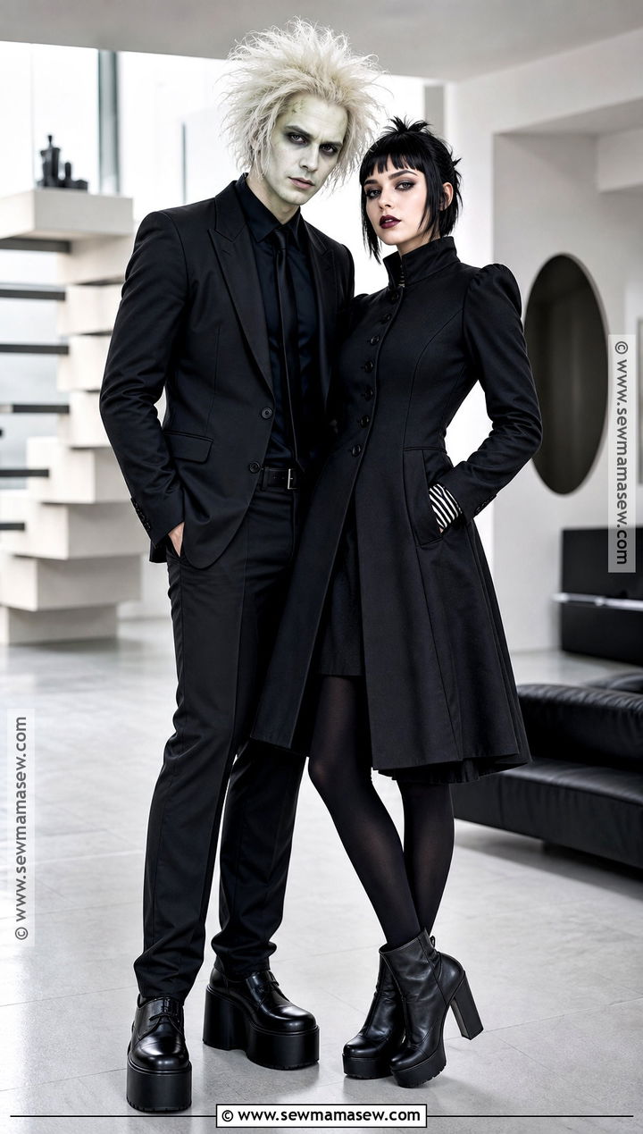 Beetlejuice And Lydia All Black Costume - 30 beetlejuice couple costume ideas