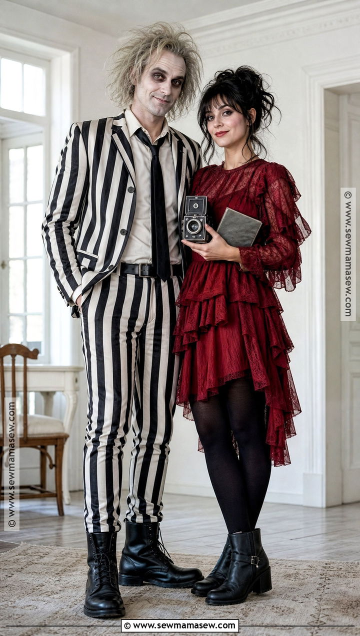 Beetlejuice And Lydia Costume - 30 80s couple costume ideas
