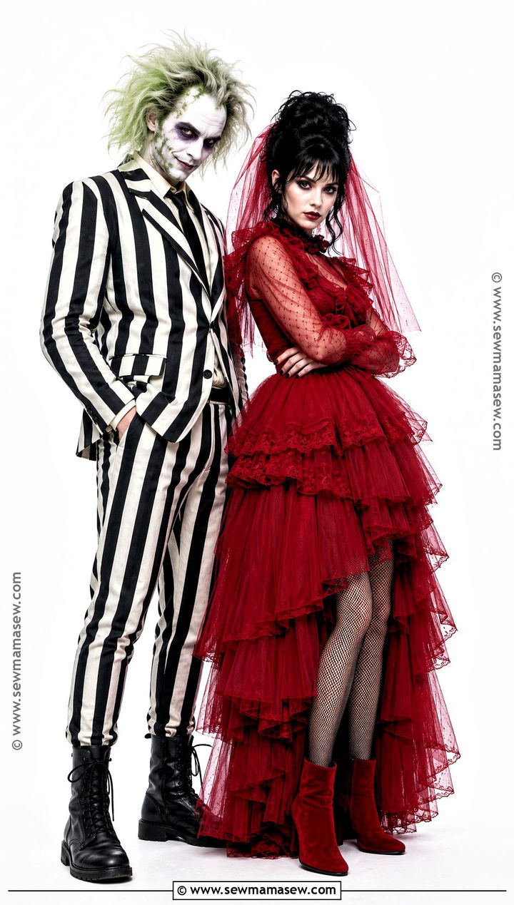 Beetlejuice And Lydia Costume - 35 iconic duo halloween costumes