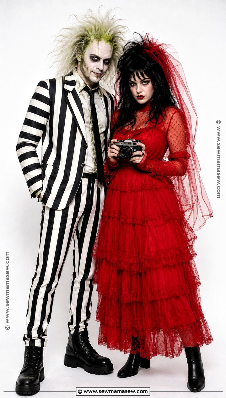 Beetlejuice And Lydia Costume - 50 couples halloween costume ideas
