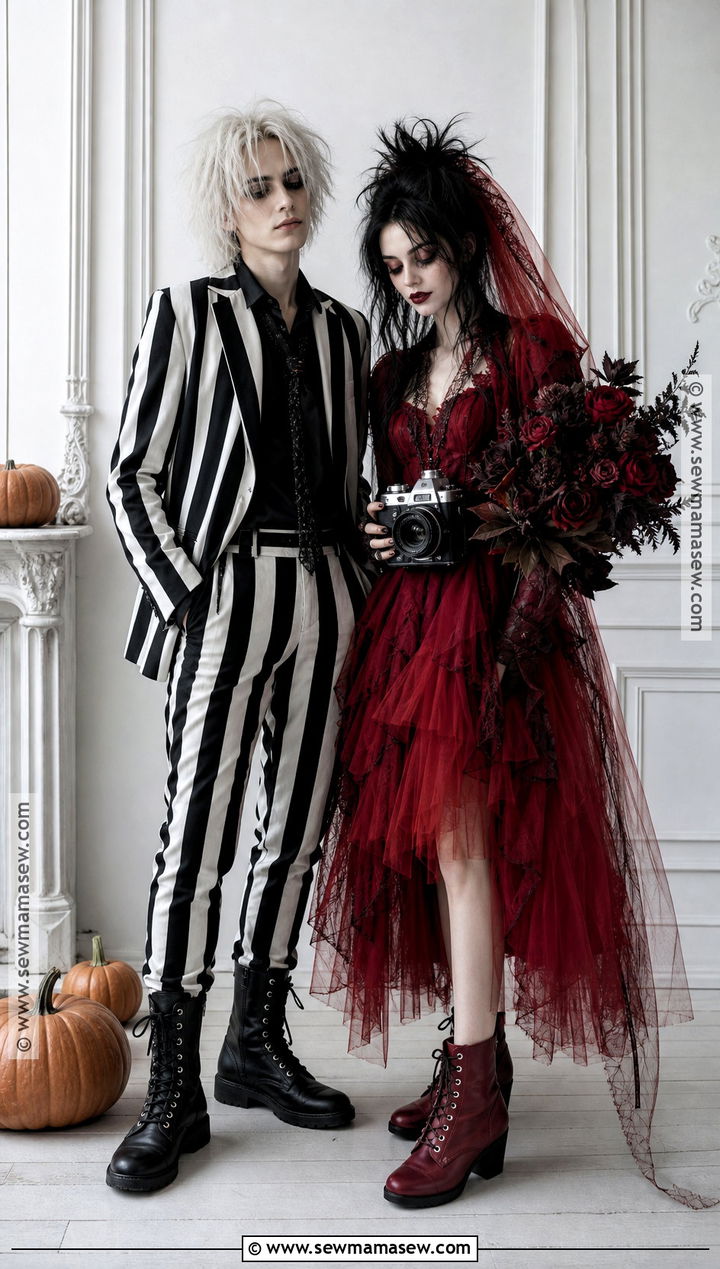 Beetlejuice And Lydia Costume - 50 matching halloween costumes