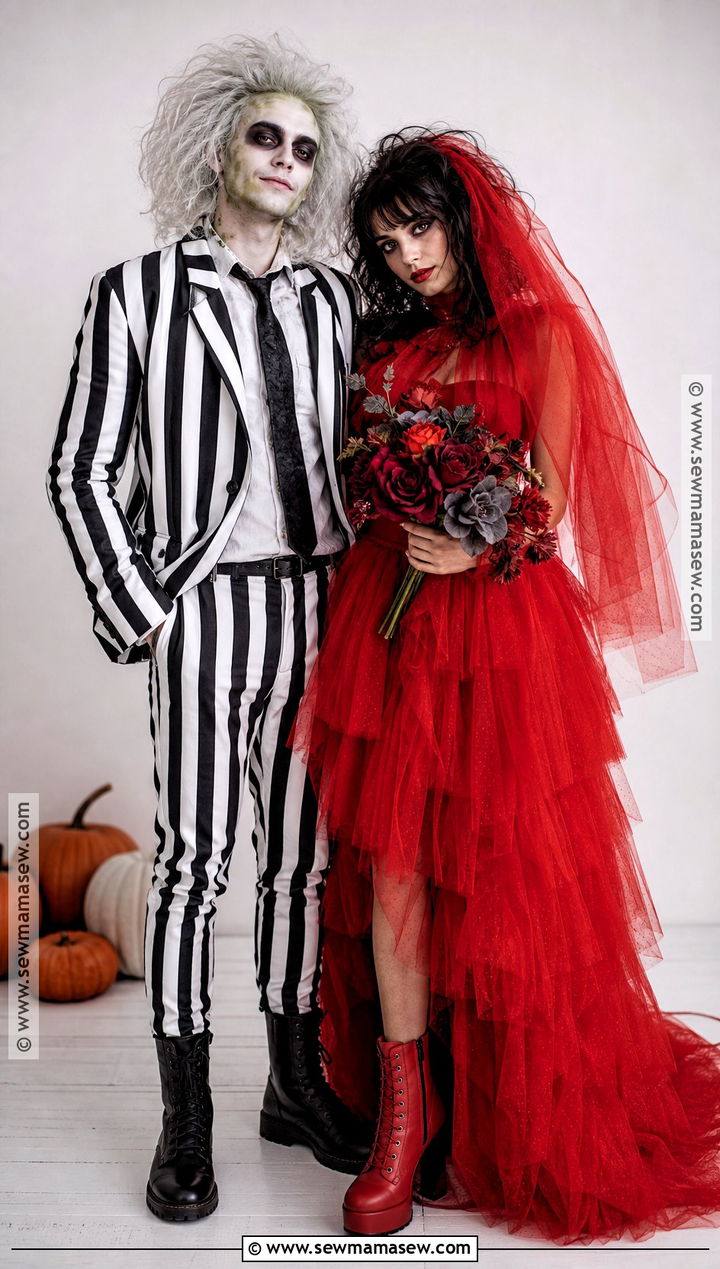 Beetlejuice And Lydia Couple Costume - 50 couples costume ideas