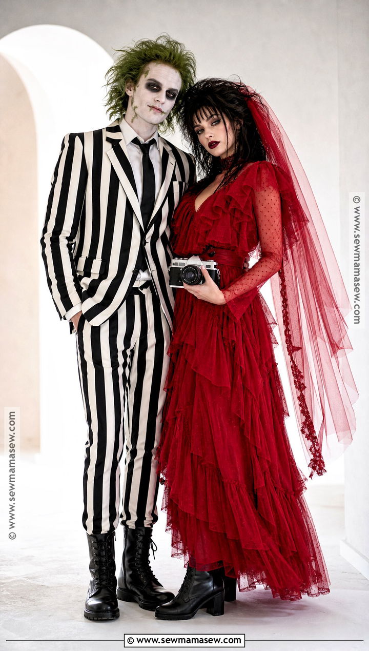 Beetlejuice And Lydia Couple Costume - 40 iconic halloween costumes for couples