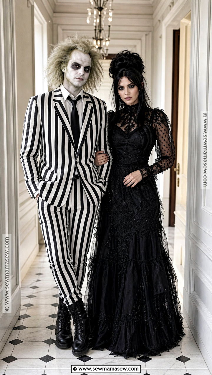 Beetlejuice And Lydia Couple Costume - 45 halloween costumes for couples