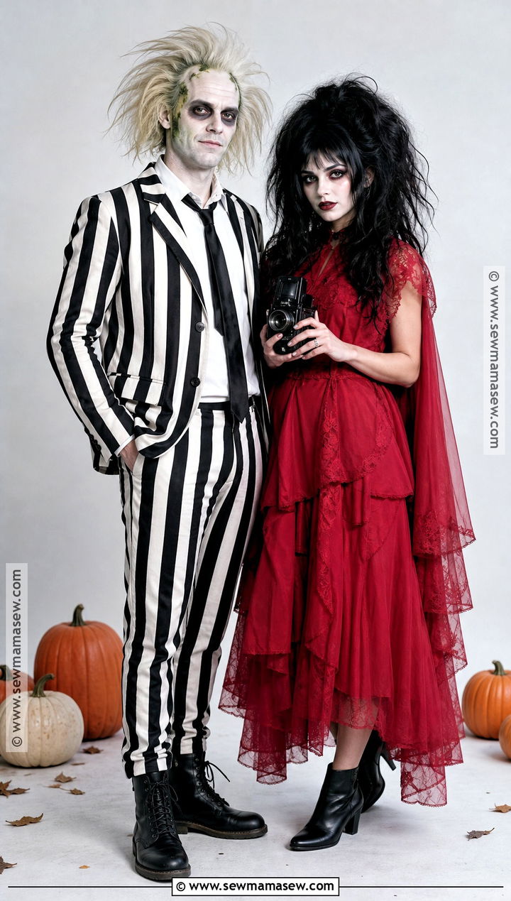 Beetlejuice And Lydia Couple Costume - 50 couple costumes for halloween