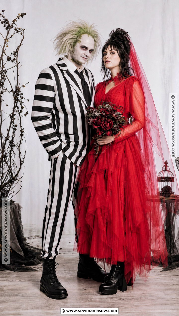 Beetlejuice And Lydia Couple Outfit - 30 Couples Halloween Outfits
