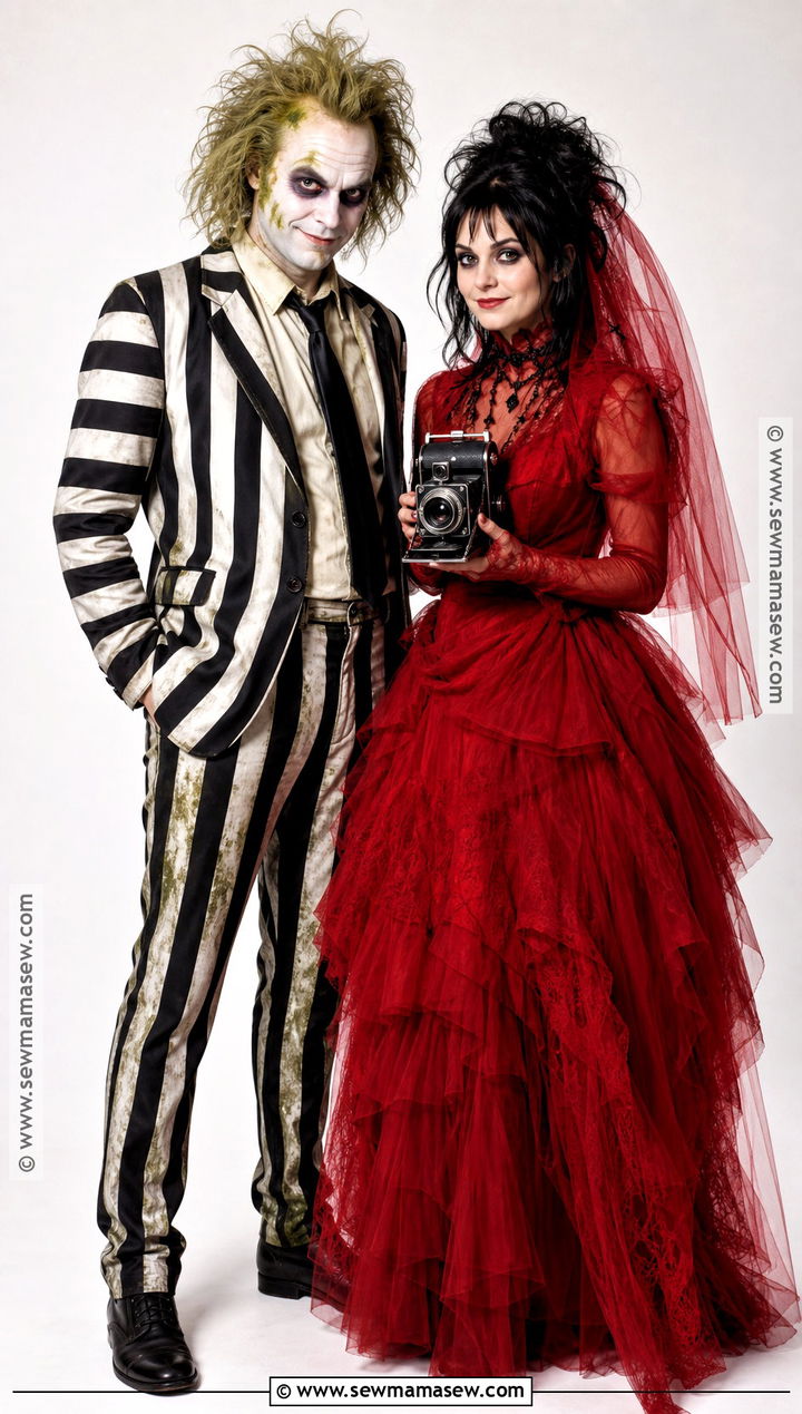 Beetlejuice And Lydia Couples Costume - 40 creative couples costumes