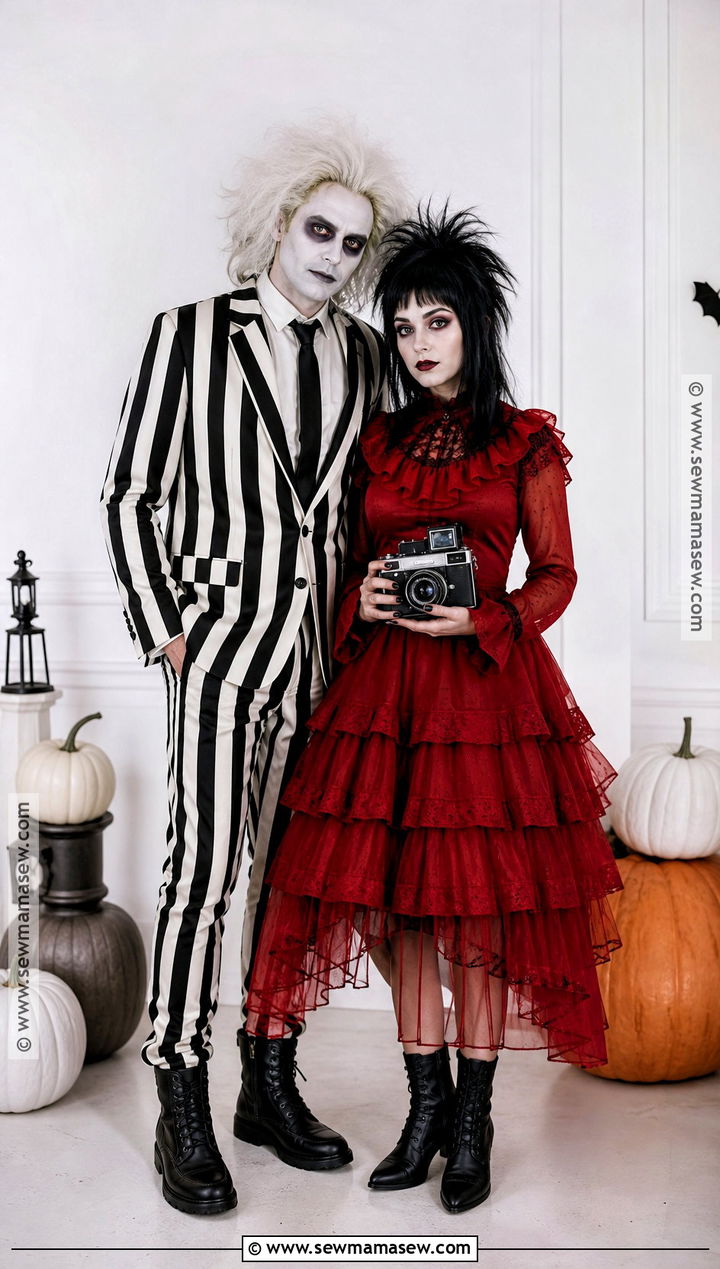 Beetlejuice And Lydia Duo Costume - 50 halloween costumes duo