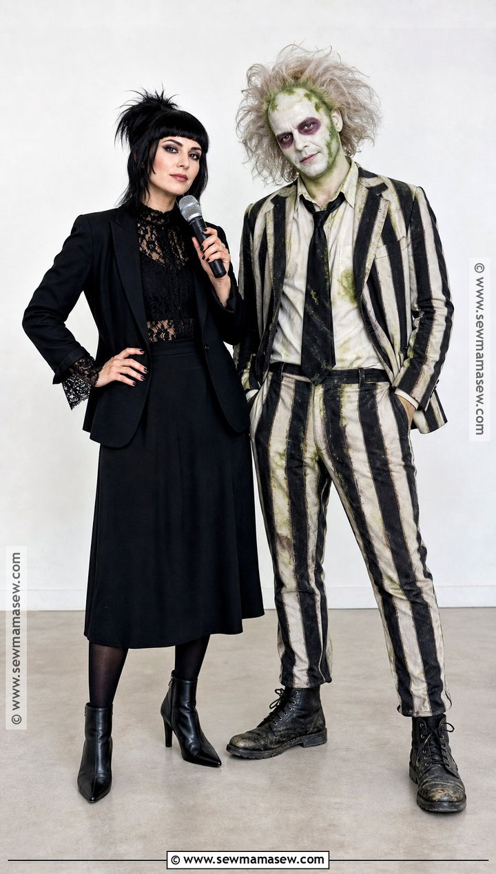 Beetlejuice And Lydia TV Host Costume - 30 beetlejuice couple costume ideas