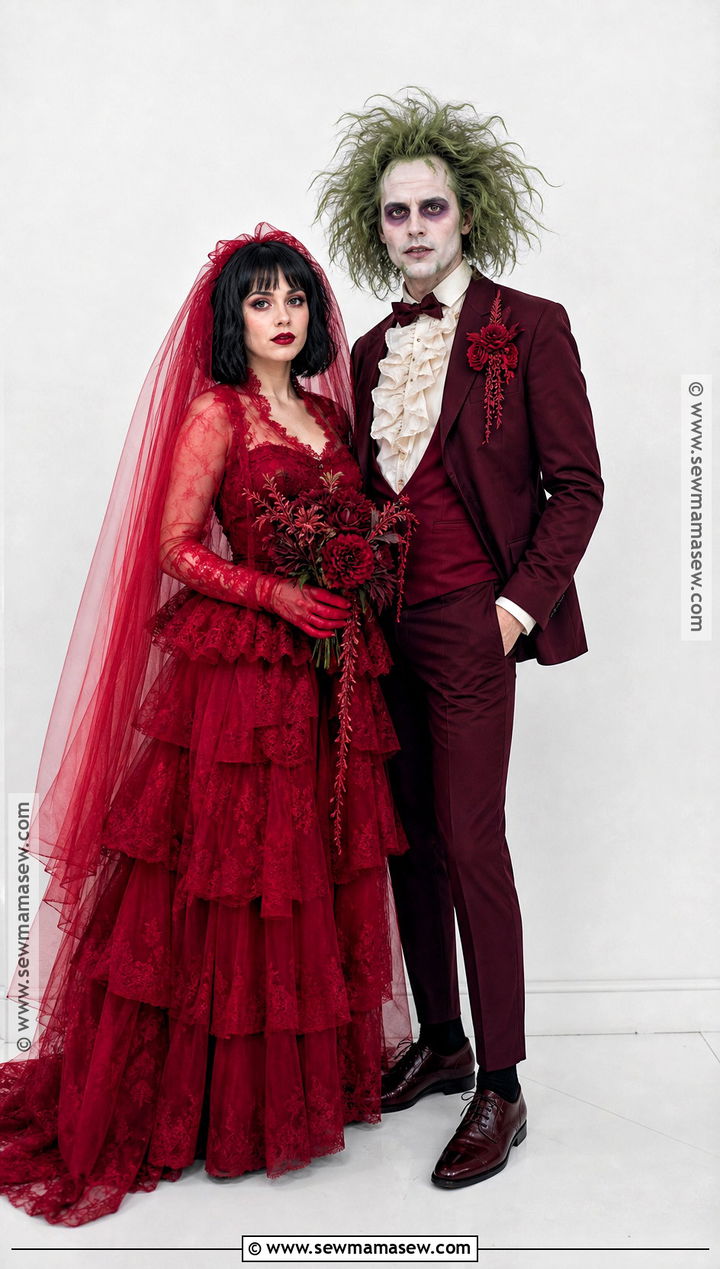 Beetlejuice And Lydia Wedding Costume - 30 bride and groom halloween costumes