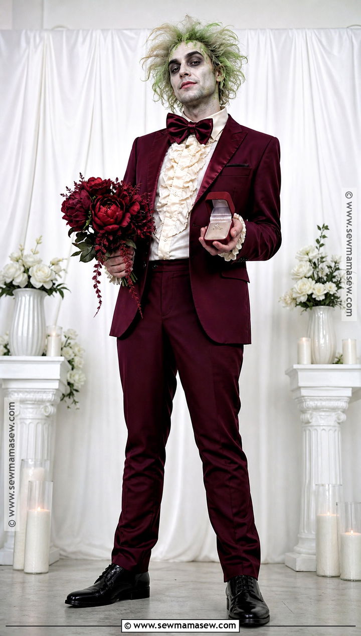 Beetlejuice Burgundy Wedding Tuxedo Costume - 35 beetlejuice halloween costume ideas