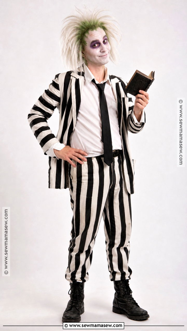 Beetlejuice Cosplay With Striped Suit - 30 Men Cosplay Ideas