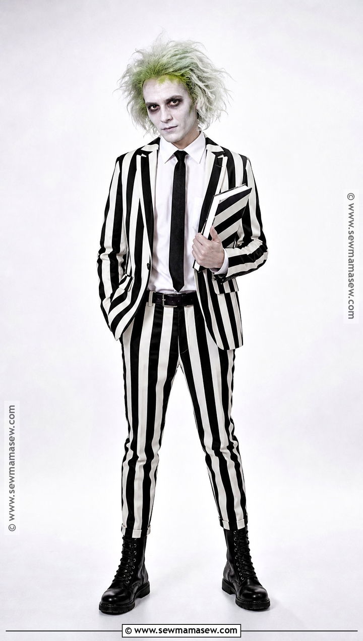 Beetlejuice Costume With Messy Short Hair - 30 short hair halloween costumes
