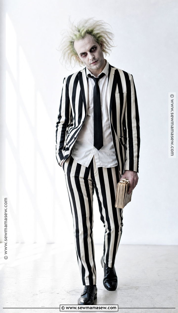 Beetlejuice Costume With Striped Suit - 30 character costume ideas