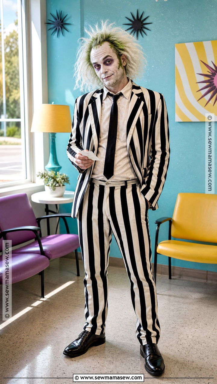 Beetlejuice Costume With Striped Suit - 35 halloween costumes male