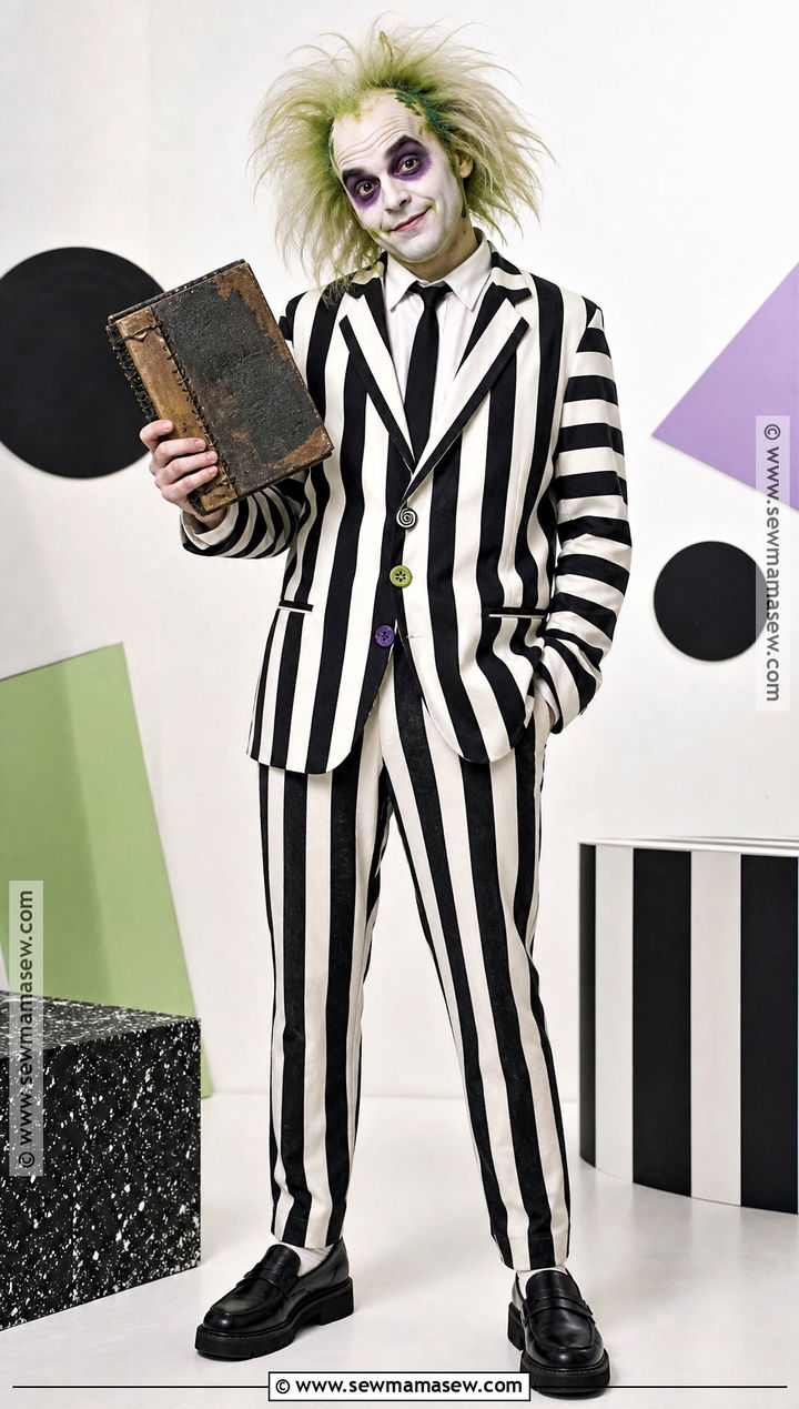 Beetlejuice Costume With Striped Suit - 35 Iconic Solo Halloween Costumes