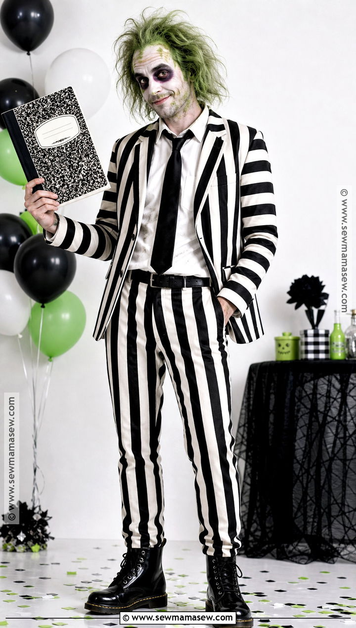 Beetlejuice Costume With Striped Suit - 40 costume party ideas