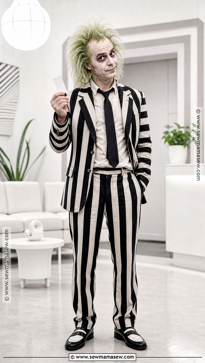 Beetlejuice Costume With Striped Suit - 45 Halloween Costumes for Men