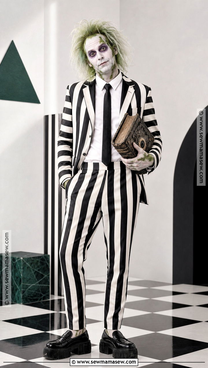 Beetlejuice Costume With Striped Suit - 30 Individual Halloween Costumes