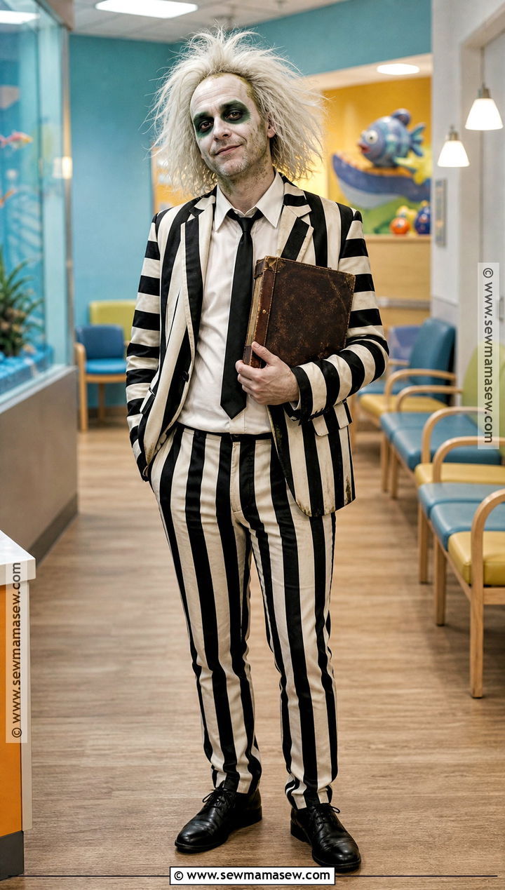 Beetlejuice Costume With Striped Suit - 30 men's halloween costumes